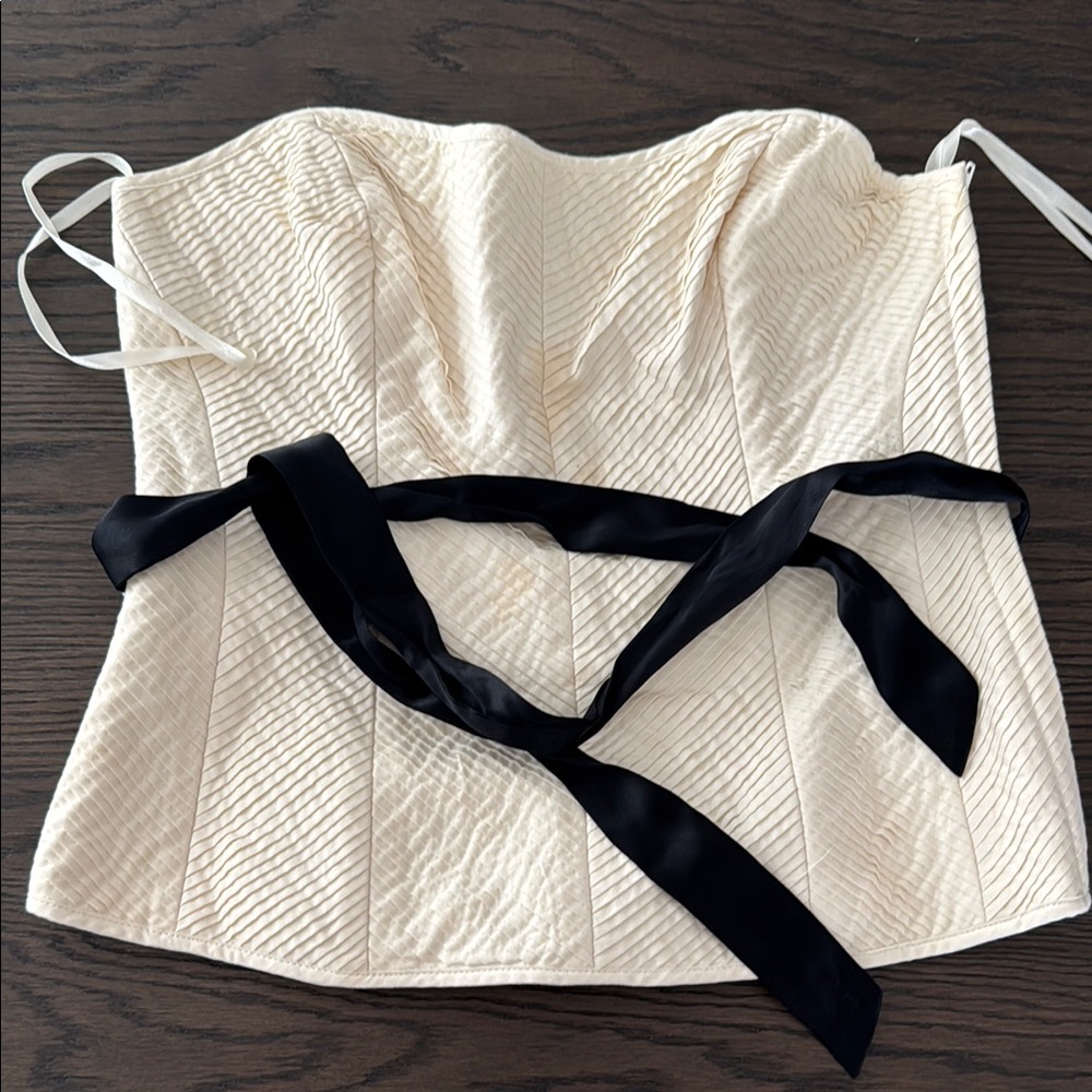 Elegant Cream and Black Crop Top